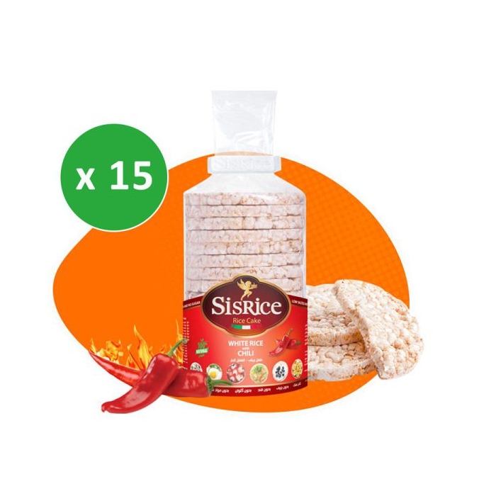 پکیج سیس رایس کیک رژیمی طعم فلفلی کارتن ۱۵ بسته ای