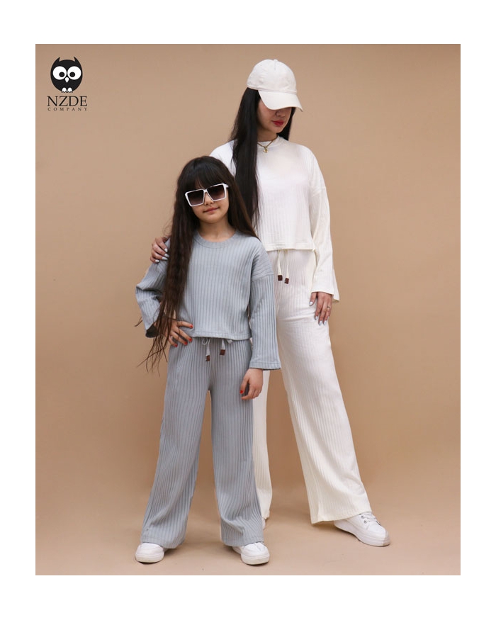 ست مادر دختری کراپ شلوار بگ آکاردئونی NZDE