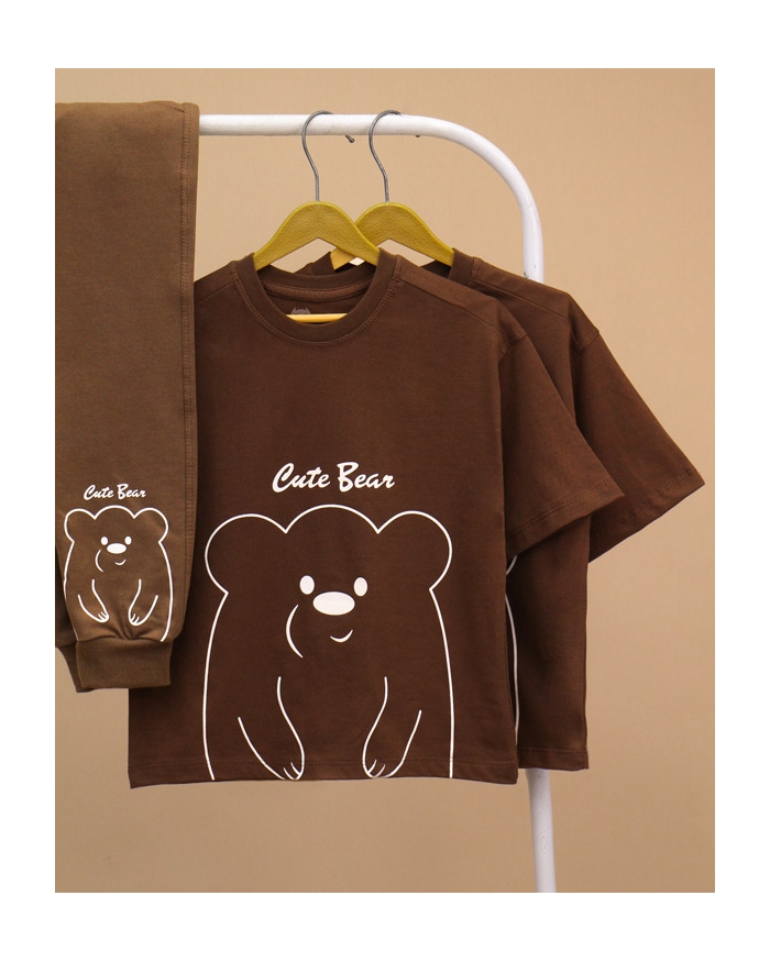 تیشرت شلوار بگ استایل خرس قهوه ای NZDE