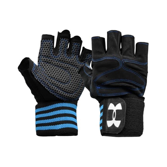 دستکش بدنسازی آندر آرمور مدل Clutch Fit-503 مچ بند دار آبی