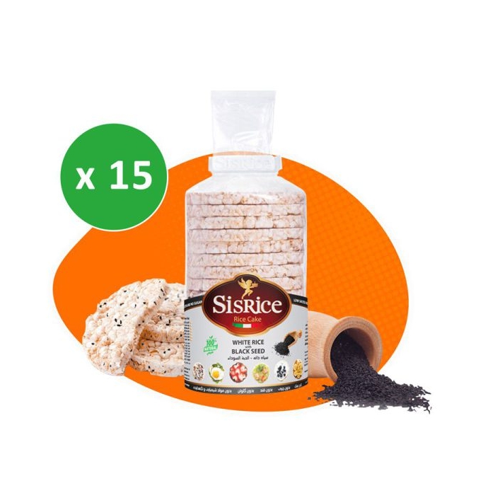 پکیج سیس رایس کیک رژیمی طعم سیاه دانه کارتن ۱۵ بسته ای