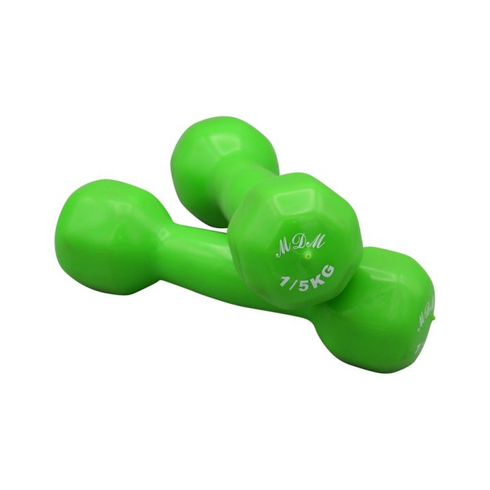 دمبل بدنسازی ام دی ام روکش دار وزن ۱.۵ کیلو گرم بسته دو عددی