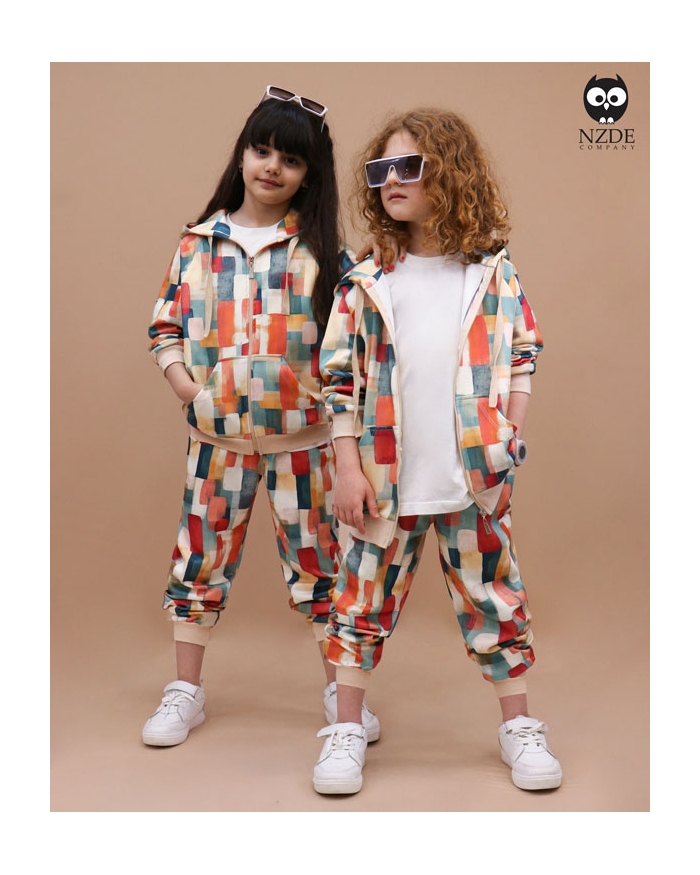 سویشرت شلوار غواصی تمام چاپ کلاسیک NZDE