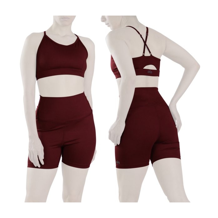 ست نیم تنه و کشاله بند ورزشی زنانه الو مدل ۴B0153 زرشکی