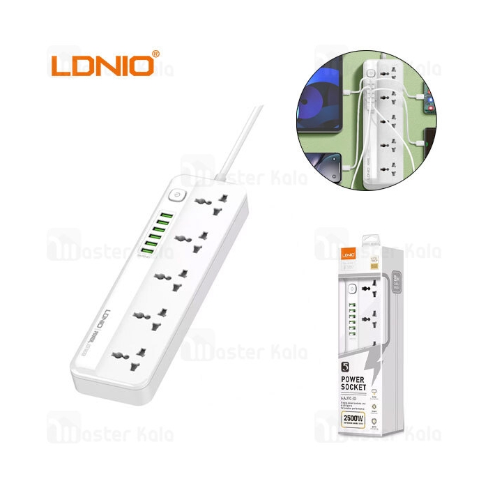 چند راهی برق و شارژر الدینیو LDNIO SC5614 دارای 6 پورت USB