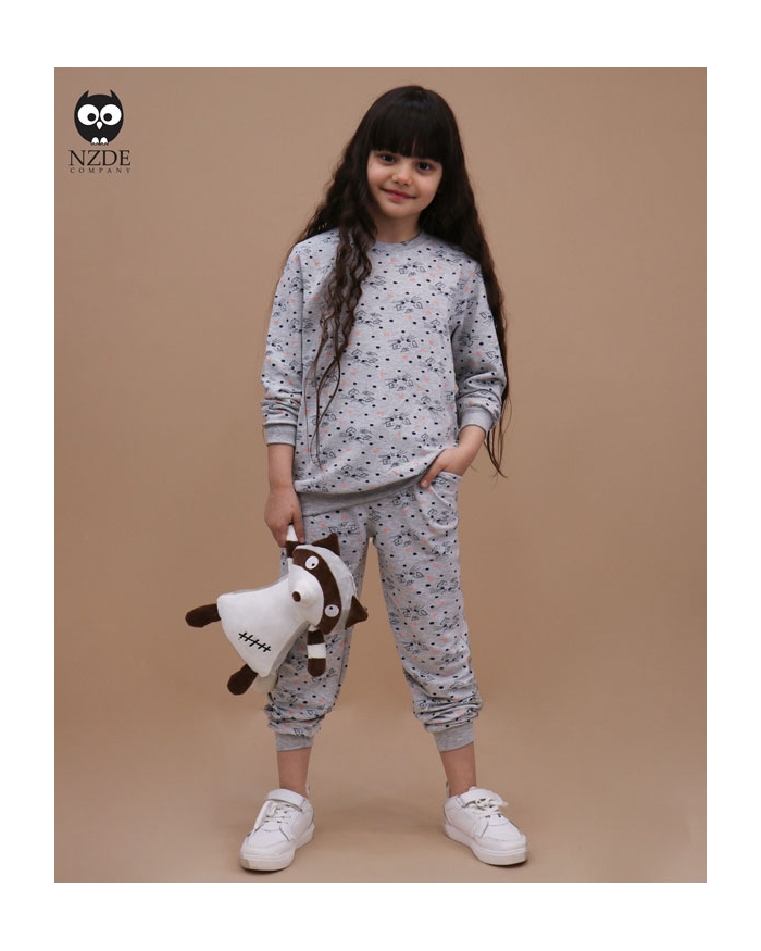 بلوز شلوار چاپی گربه ملوس NZDE