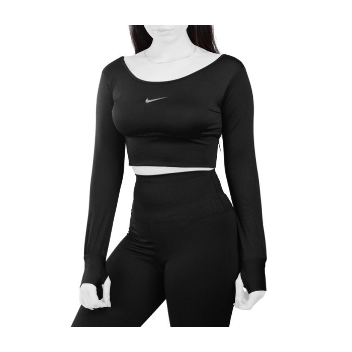 کراپ آستین بلند ورزشی زنانه نایک مدل Py-2B2011 مشکی