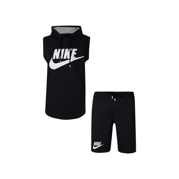 ست ورزشی رکابی کلاهدار و شلوارک نایک مدل M3-SIMP1409 مشکی