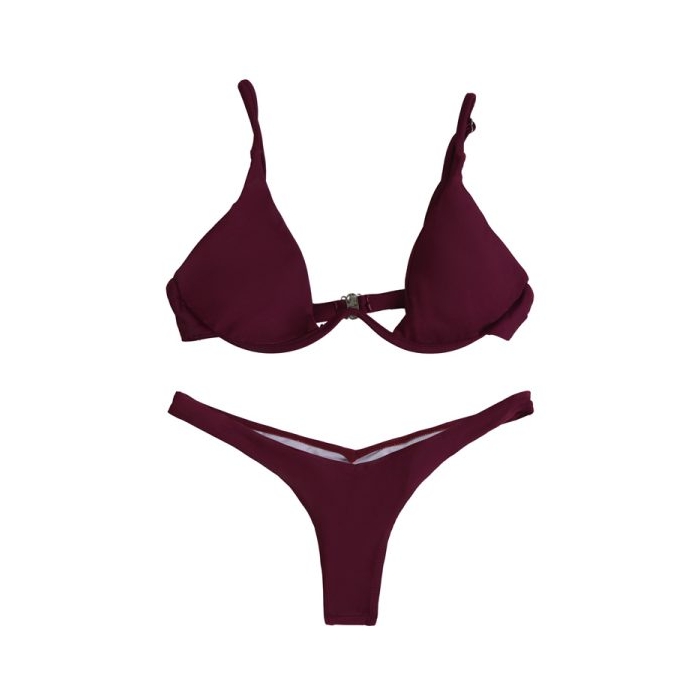 ست بیکینی زنانه مدل ۴B0173 زرشکی