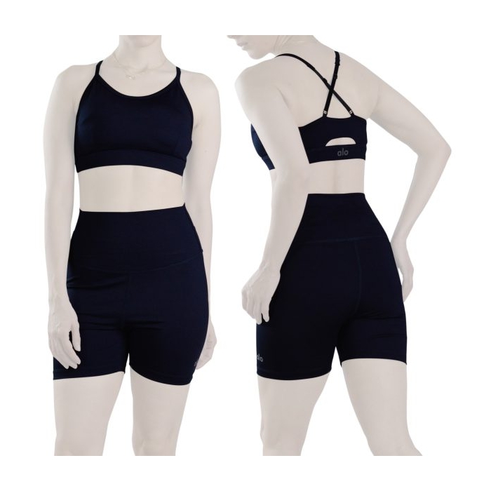 ست نیم تنه و کشاله بند ورزشی زنانه الو مدل ۴B0153 سرمه ای