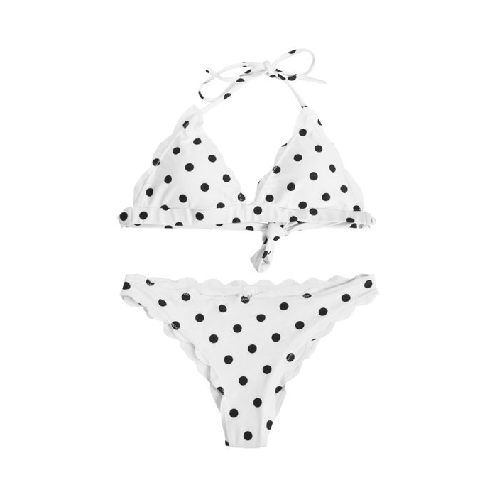 ست بیکینی زنانه مدل Spotted-4B0203 سفید