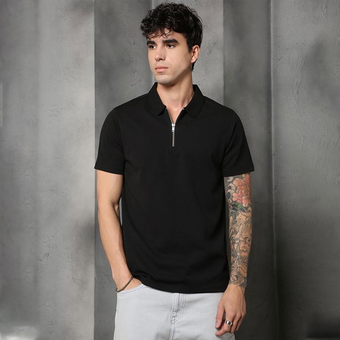 تیشرت مردانه نیم زیپ Biscuit مدل 3651