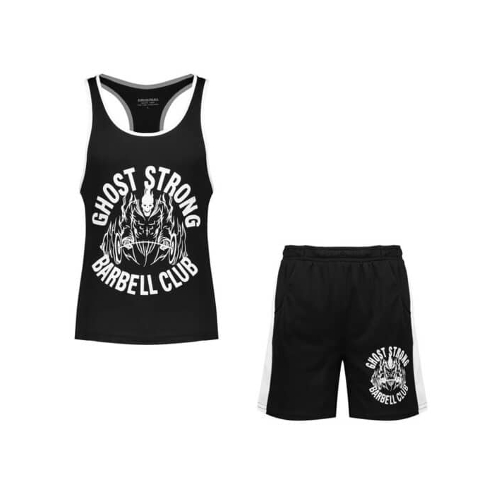 ست رکابی و شلوارک ورزشی مردانه باربل مدل PY-GHOST مشکی