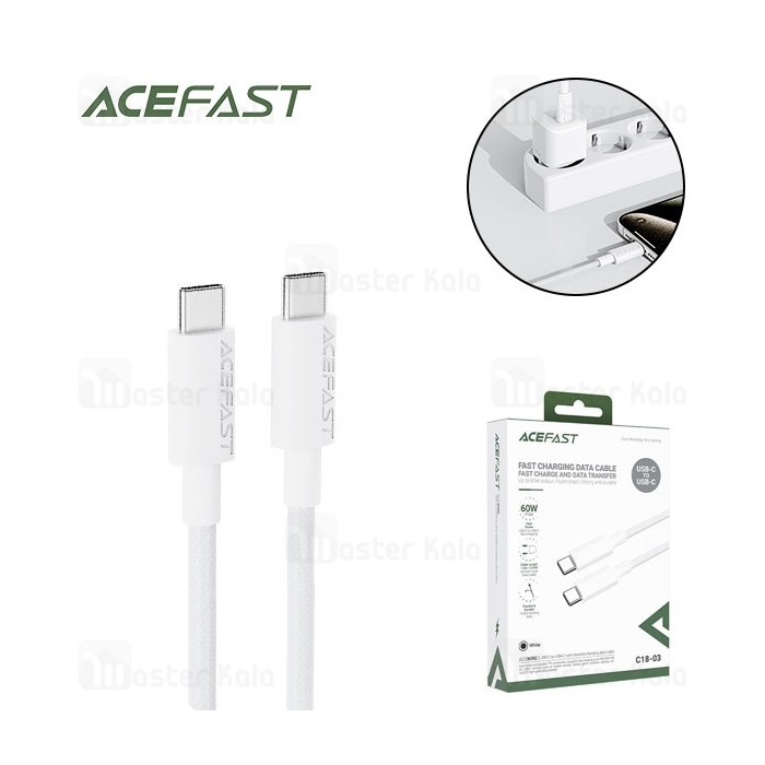کابل Type-C به Type-C ایس فست ACEFAST C18-03 طول 1.2 متر توان 60 وات