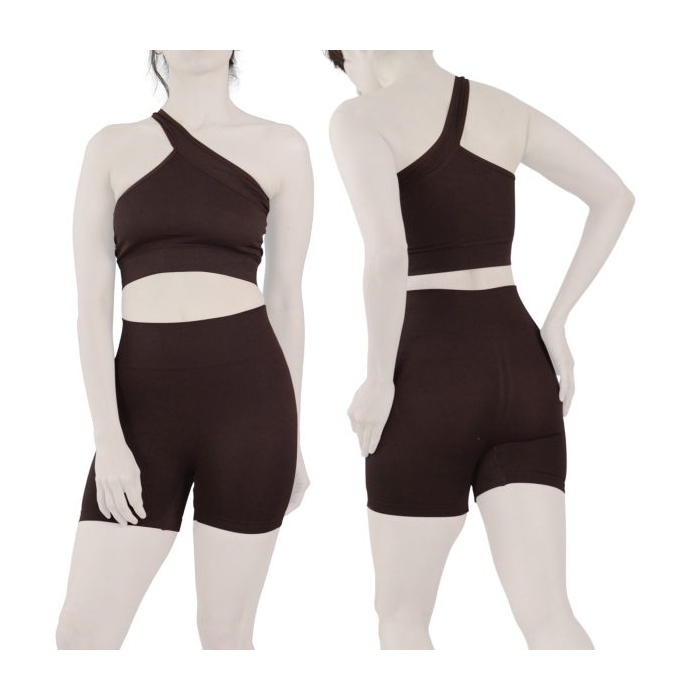 ست نیم تنه و کشاله بند ورزشی زنانه مدل ۲۰۶۱ قهوه ای