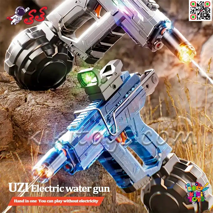 تفنگ آب پاش اسباب بازی یوزی UZI مدل 1353 – شارژی و تمام اتوماتیک با طراحی جنگی