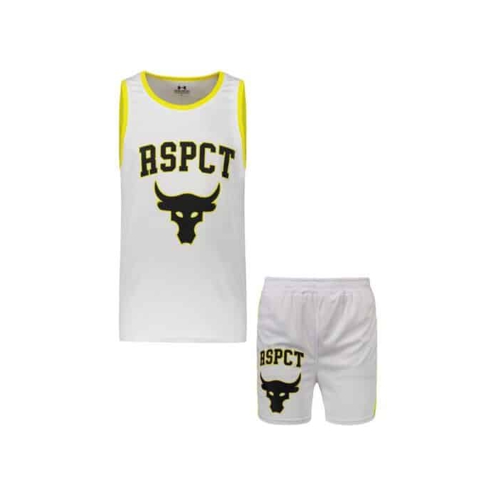 ست رکابی و شلوارک ورزشی آندر آرمور طرح PY-RSPCT ROCK سفید