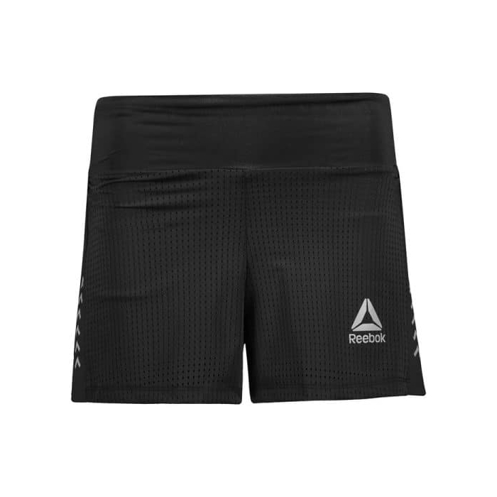 شلوارک کشاله دار ورزشی زنانه ریباک مدل چاکدار HMT-021 مشکی