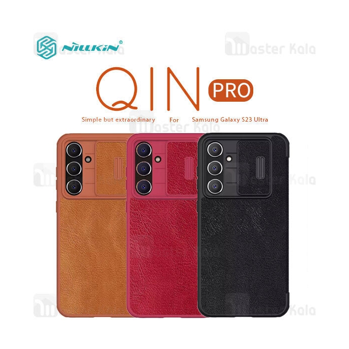 کیف چرمی نیلکین Samsung S23 FE Nillkin Qin Pro Leather Case دارای محافظ دوربین