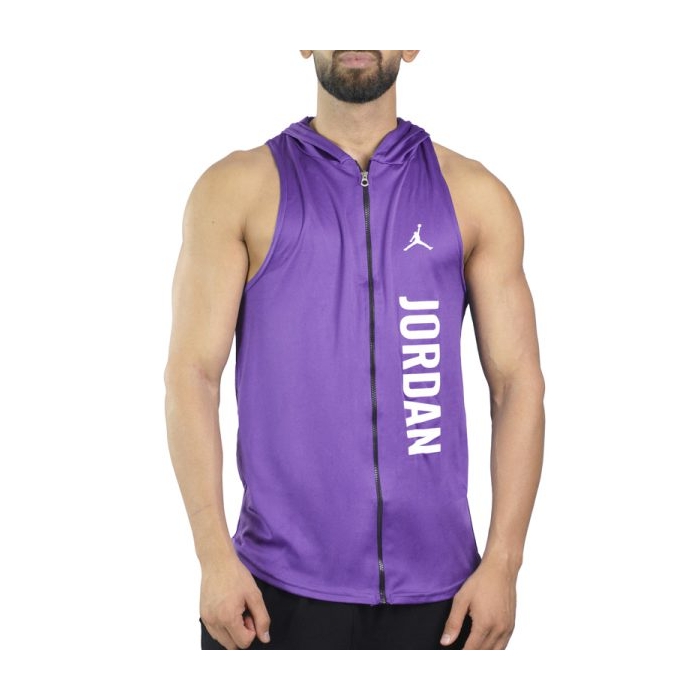 رکابی کلاهدار ورزشی مردانه جردن مدل PY-JDI-3G1112 زیپ دار بنفش