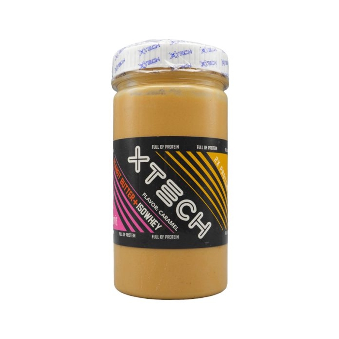 کره بادام زمینی ایکس تک حاوی ایزو وی طعم کارامل ۱۱۰۰ گرمی