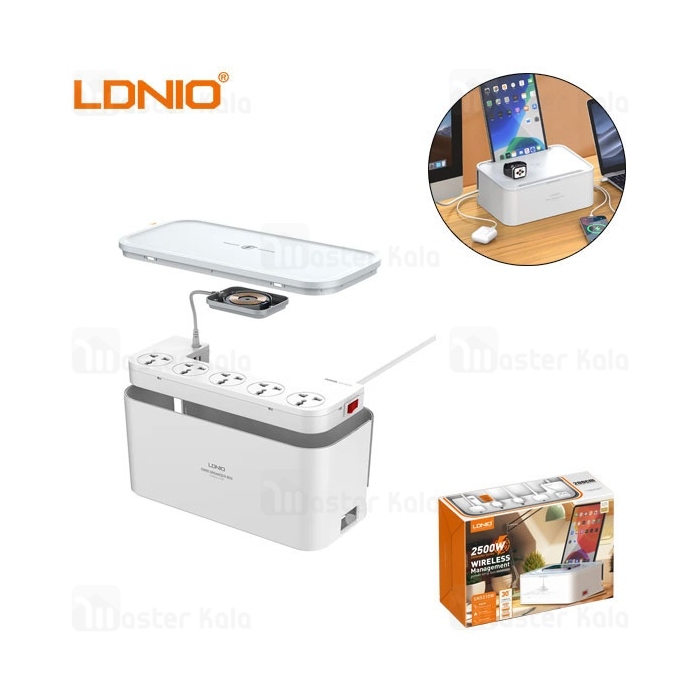 چند راهی برق و شارژر وایرلس الدینیو LDNIO SN5310W دارای 3 پورت