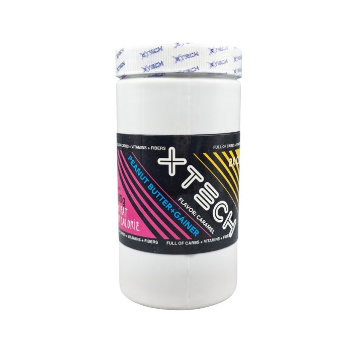 کره بادام زمینی ایکس تک حاوی گینر طعم کارامل ۱۱۰۰ گرمی