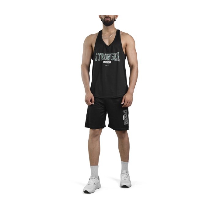 ست رکابی و شلوارک ورزشی مردانه استرانگ مدل PY-4C0438 مشکی