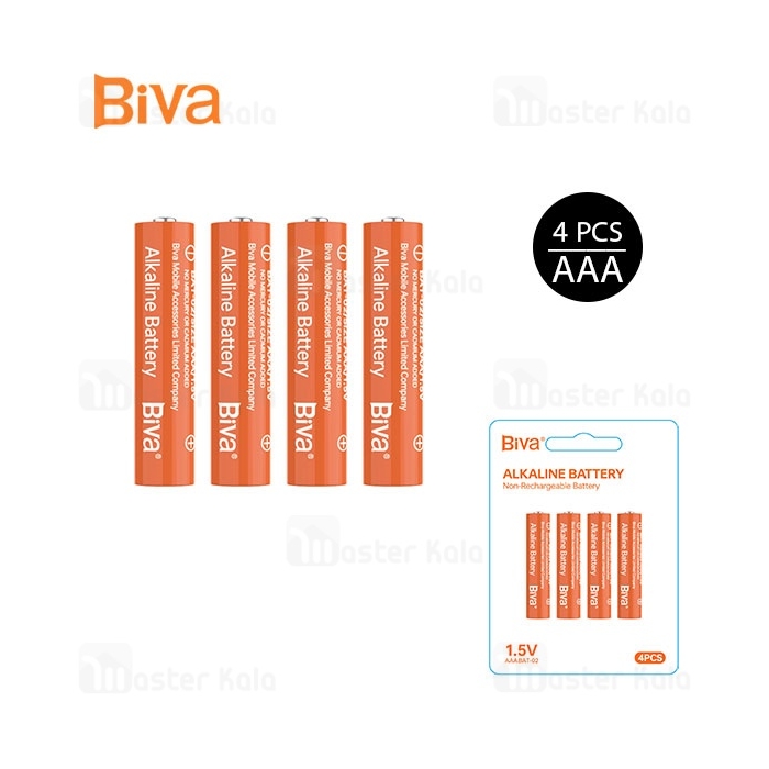 پک 4 تایی باتری نیم قلمی بیوا Biva BAT-02 Alkaline Battery