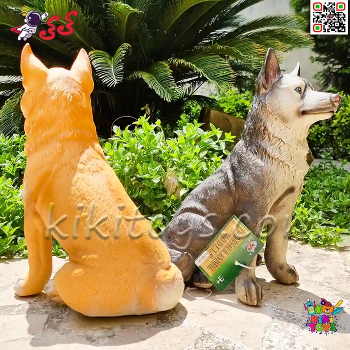 فیگور حیوانات ماکت سگ هاسکی اسباب بازی نرم و گوشتی بزرگ Husky dog figure﻿﻿ 543