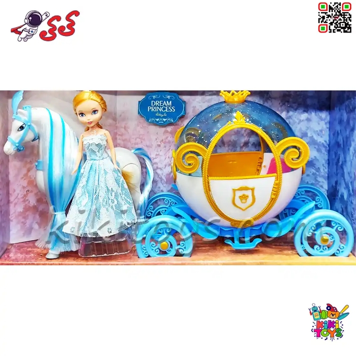 کالسکه اسباب بازی باربی همراه با اسب راهرو و عروسک پرنسس مدل Princess Carriage 118A