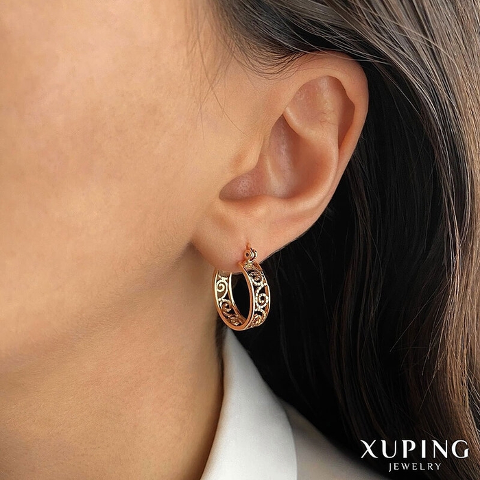 گوشواره حلقه‌ طرح طلا ژوپینگ (3سایز)