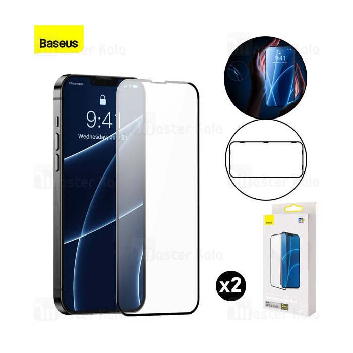 پک 2تایی محافظ صفحه شیشه ای تمام صفحه آیفون Apple iPhone 13 Mini Baseus Crack Resistant SGQP020001