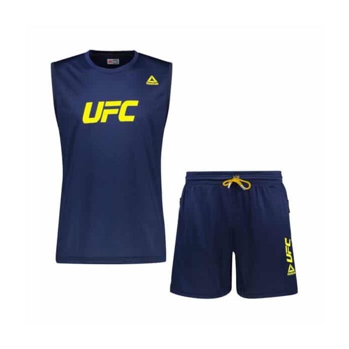 ست رکابی و شلوارک ورزشی مردانه ریباک مدل DS-UFC 3080 سرمه ای زرد