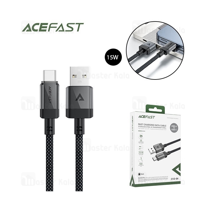 کابل Type-C ایس فست ACEFAST C12-04 طول 1.2 متر توان 15 وات
