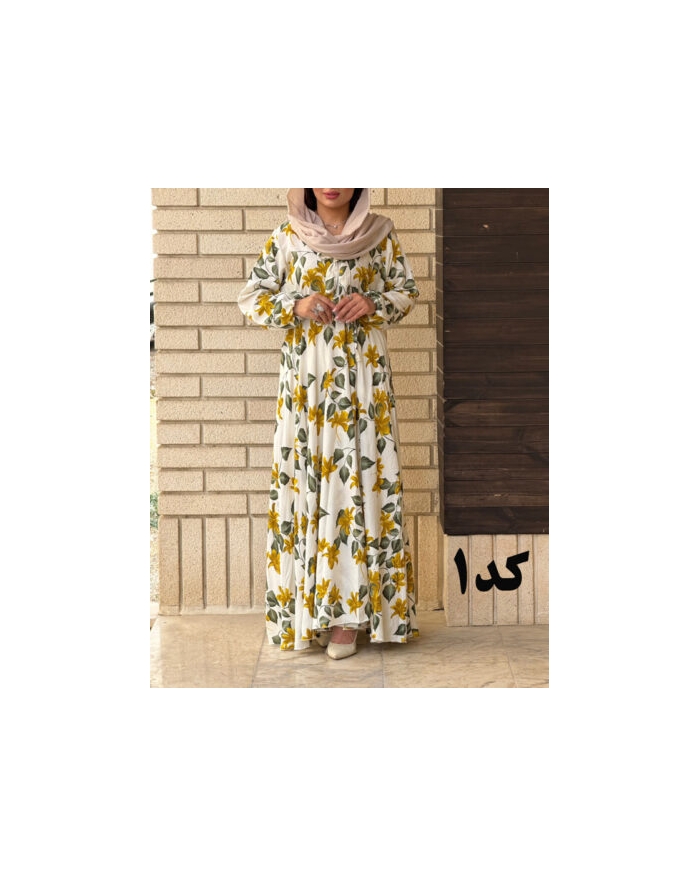  پیراهن نخی کلوش طرح دار 7169