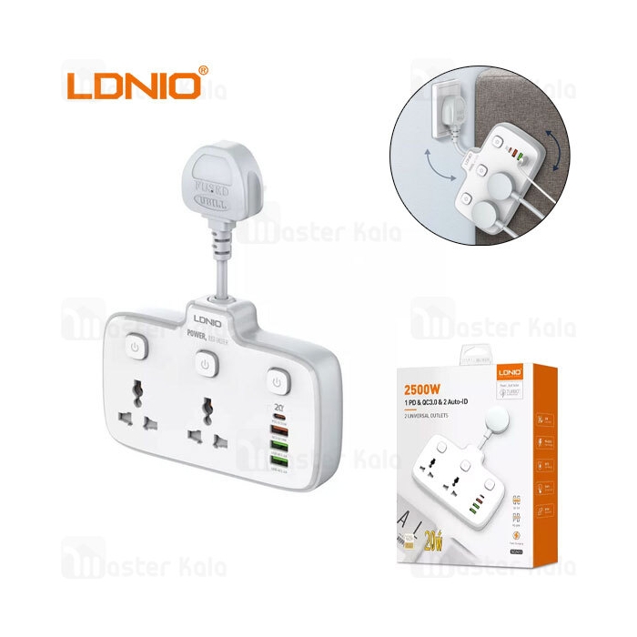 چند راهی برق و شارژر الدینیو LDNIO SC2413 دارای 4 پورت