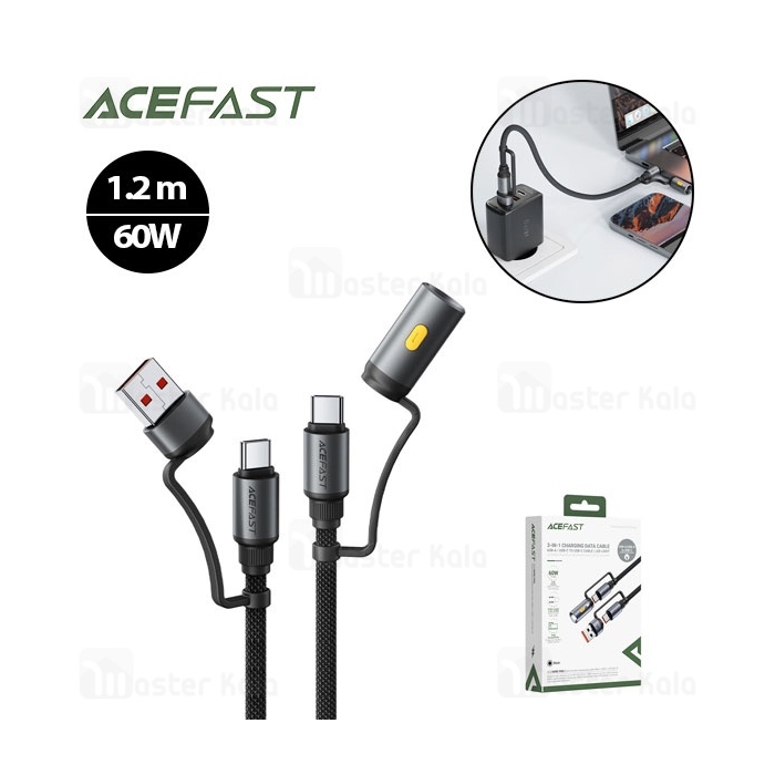 کابل Type-C به Type-C چندکاره ایس فست ACEFAST J5 Acewire Pro طول 1.2 متر توان 60 وات