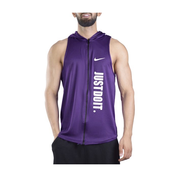 رکابی کلاهدار ورزشی مردانه نایک مدل PY-JDI زیپ دار بنفش