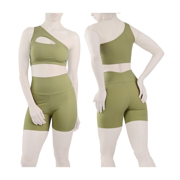 ست نیم تنه و کشاله بند ورزشی زنانه لولولمون مدل ۷۱۰۲ زیتونی