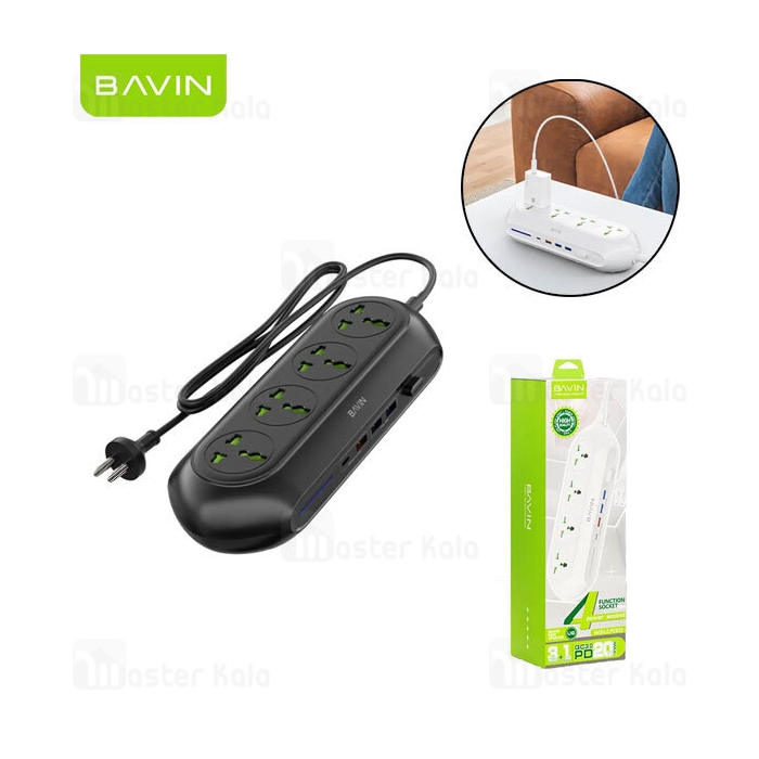 چند راهی برق و شارژر باوین Bavin PC823 دارای 3 پورت