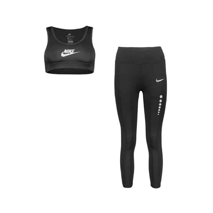 ‫‫ست ورزشی زنانه نیم تنه و لگ نایک مدل PY-3D97 ذغالی