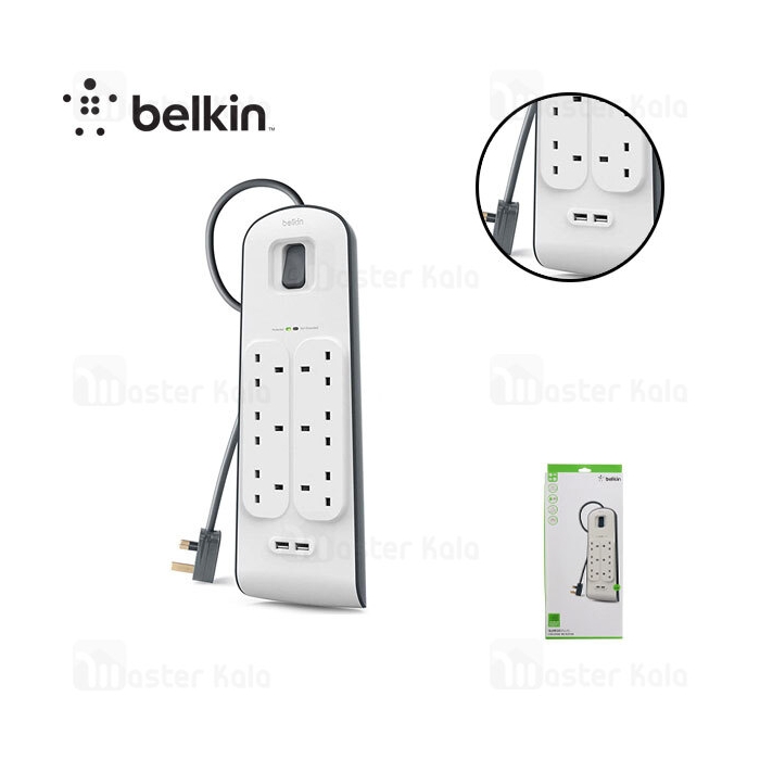 چند راهی برق بلکین Belkin Surge Plus BSV604AF2M دارای 2 پورت