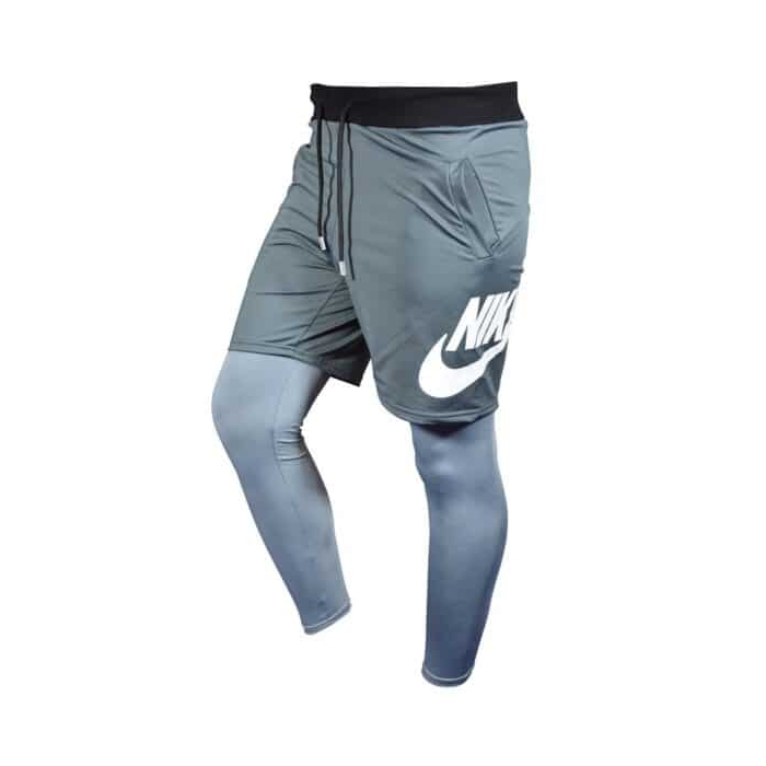 لگ و شلوارک سرهمی مردانه نایک مدل PY-BIG NEW0225 طوسی