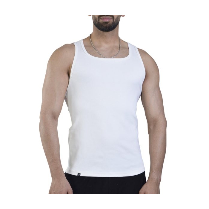 رکابی تنک تاپ کبریتی مردانه جیم شارک مدل B2A7A سفید