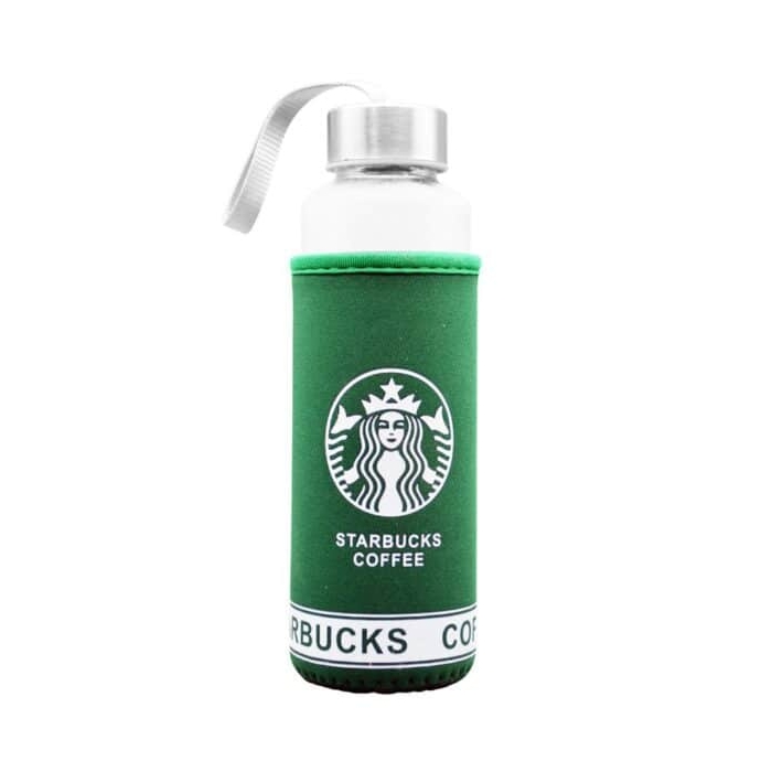 فلاسک استارباکس مدل Coffee شیشه ای کاوردار ظرفیت ۰.۴ لیتر