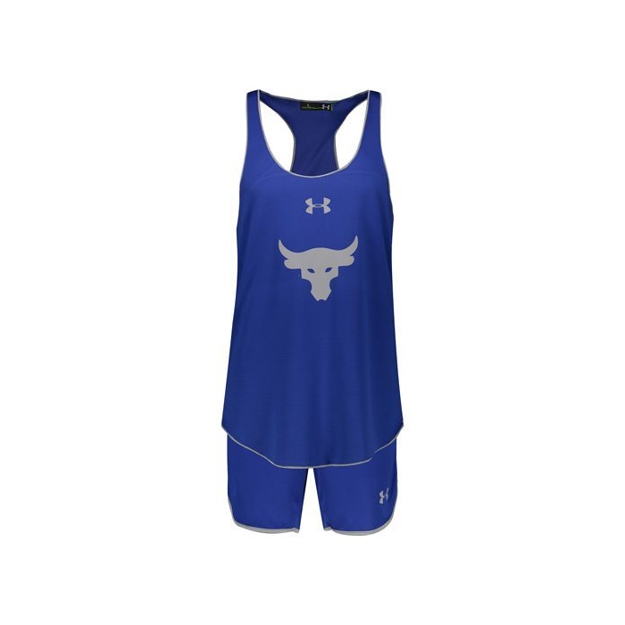 ست رکابی بدنسازی و شلوارک ورزشی مردانه آندر آرمور مدل راک آبی