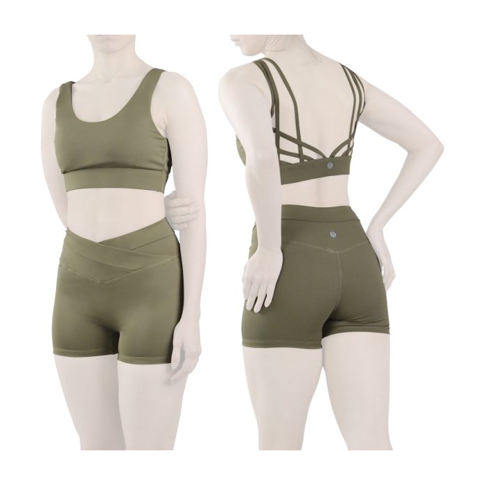 ست نیم تنه و کشاله بند ورزشی زنانه لولولمون مدل ۵۶۶۵ زیتونی