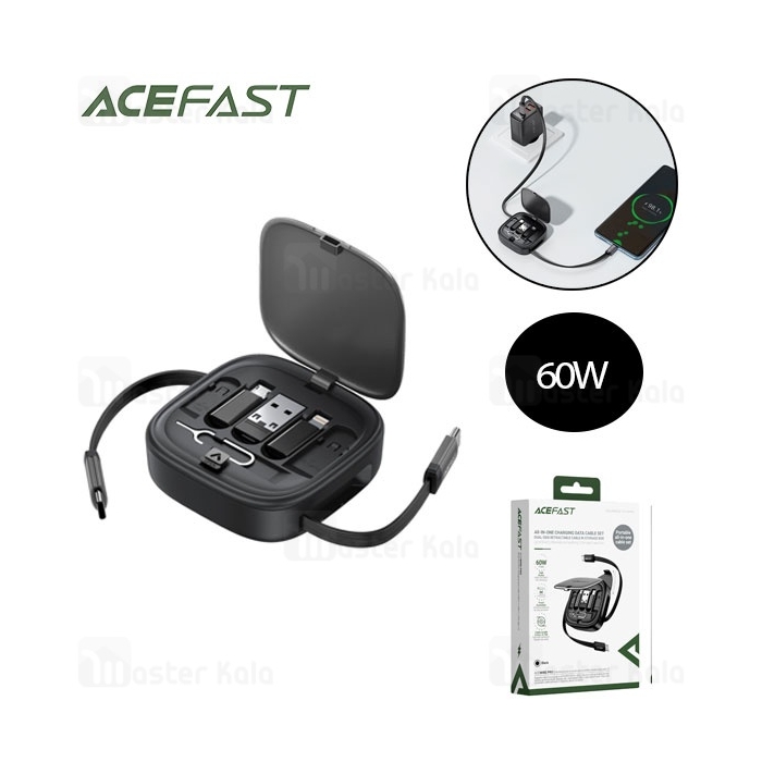 پک کابل چند منظوره ایس فست ACEFAST J3 Acewire Pro توان 60 وات همراه با کابل جمع‌شونده