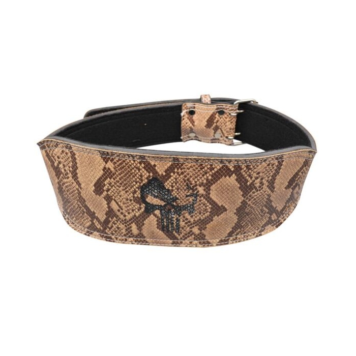 کمربند بدنسازی اسکلتی مدل GDS-Punisher سگکی پوست ماری قهوه ای